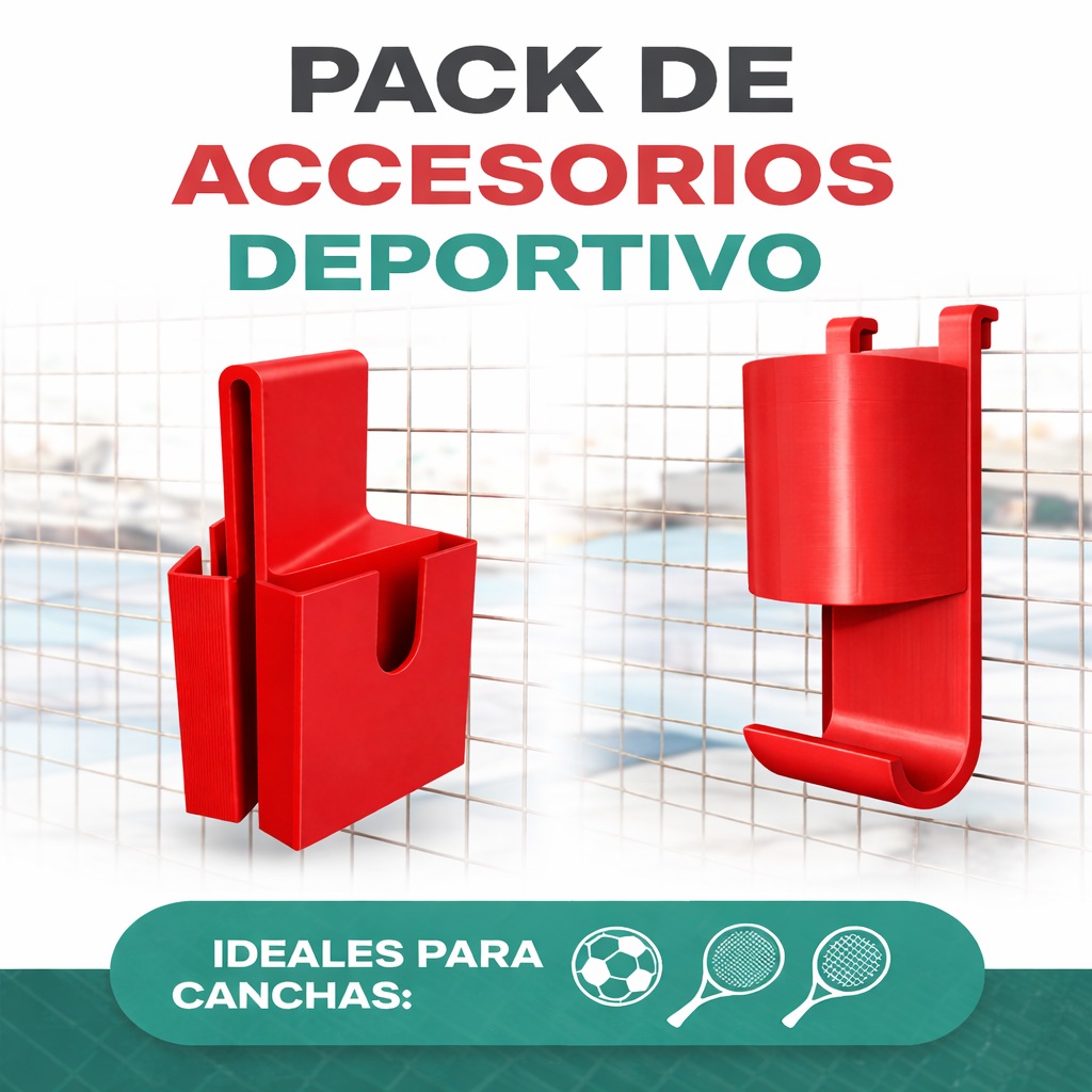 Pack Deportivo para Cancha | Portabotella + Organizador para Malla