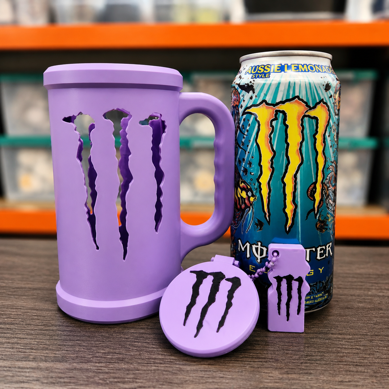 Kit Porta Latas 475ml Energéticas + Tapa Antiderrame + Llavero Abridor