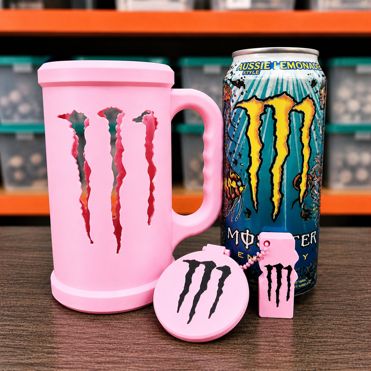 Kit Porta Latas 475ml Energéticas + Tapa Antiderrame + Llavero Abridor