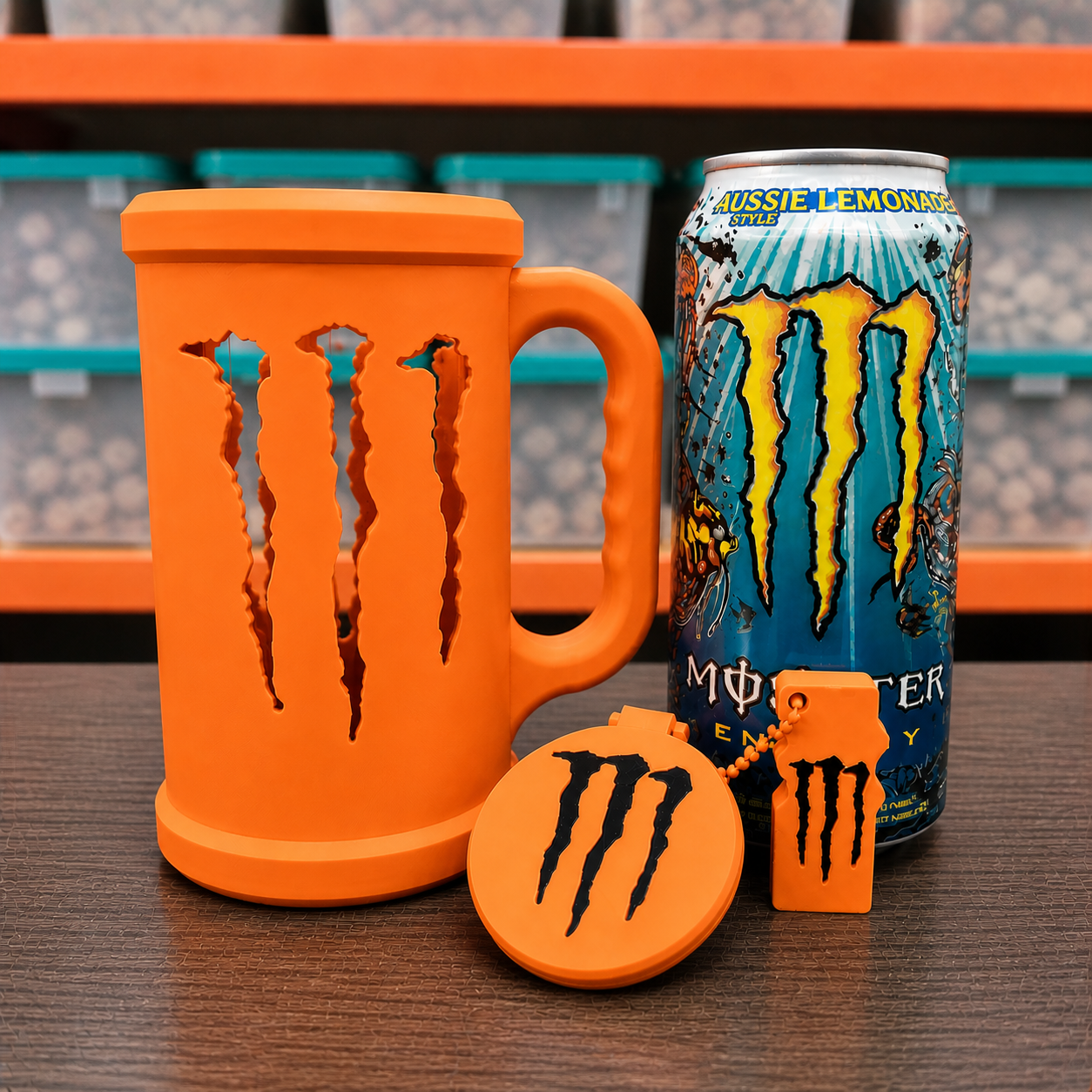 Kit Porta Latas 475ml Energéticas + Tapa Antiderrame + Llavero Abridor