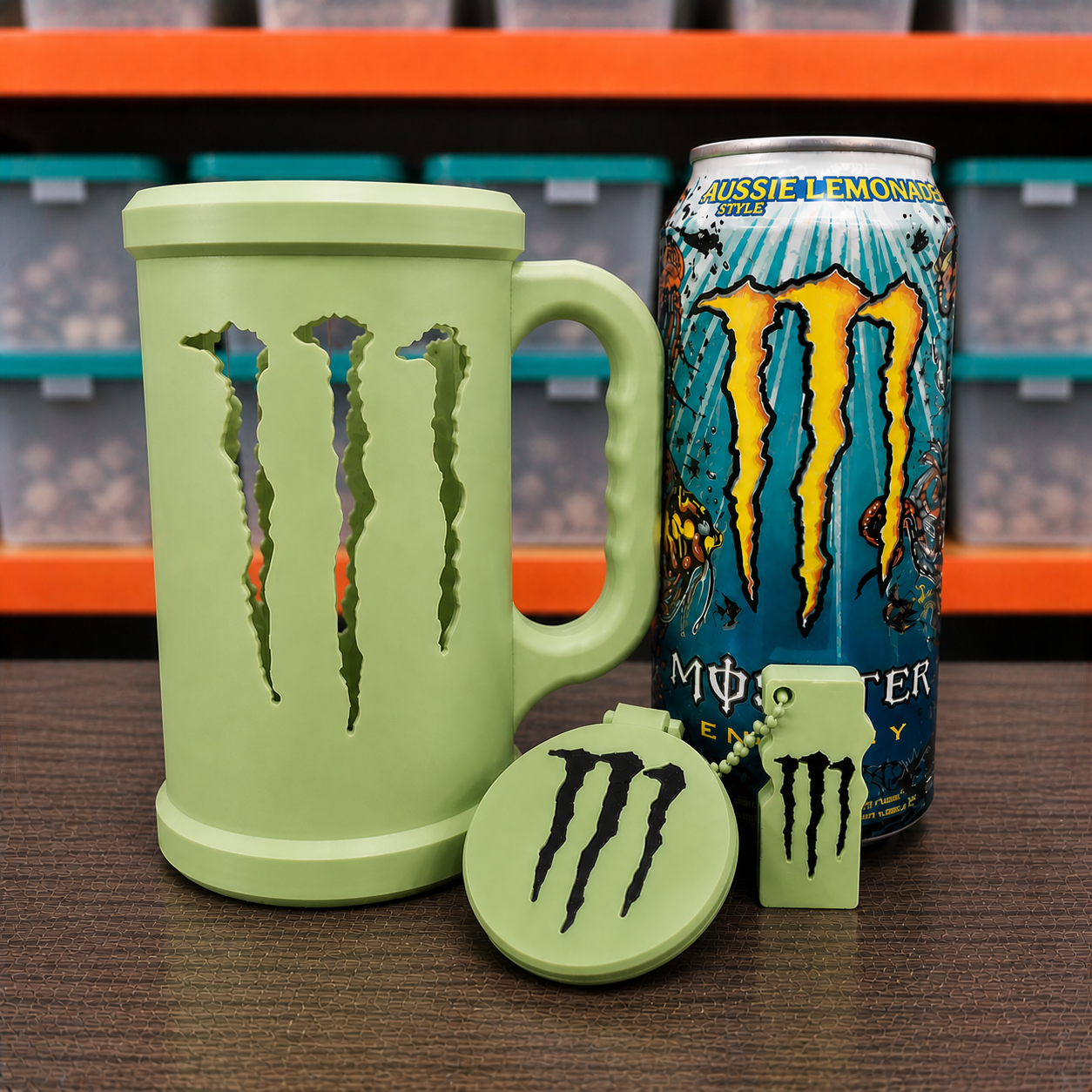 Kit Porta Latas 475ml Energéticas + Tapa Antiderrame + Llavero Abridor