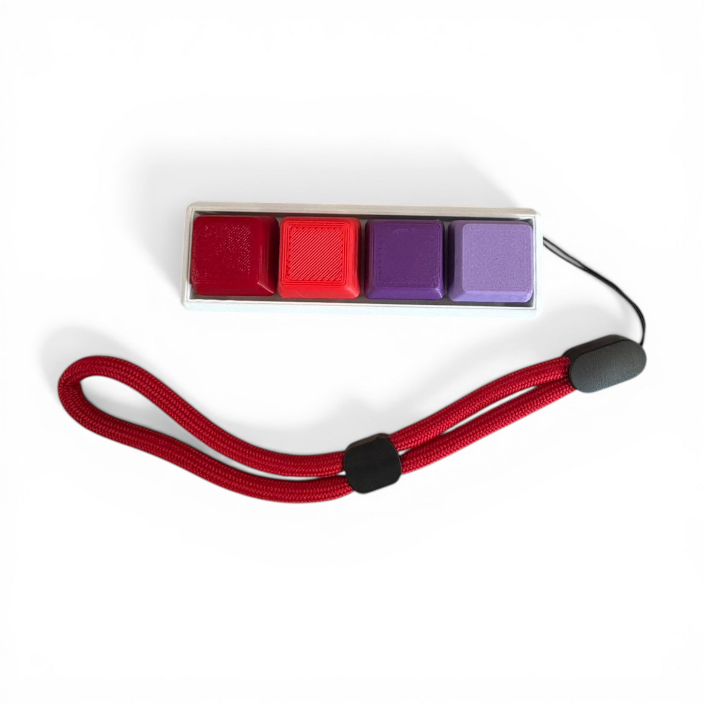 clicker 4 keycaps colores tonos rojizos y morados